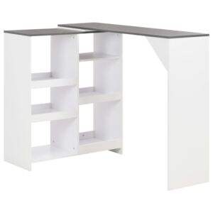 Fehér bárasztal mozgatható polccal 138 x 40 x 120 cm