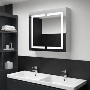 Tükrös fürdőszobaszekrény LED világítással 80 x 12,2 x 68 cm