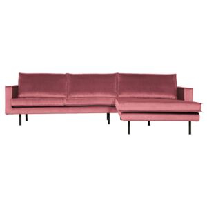 BePureHome - Rodeo jobboldali heverő kanapé, bársony, rózsaszín