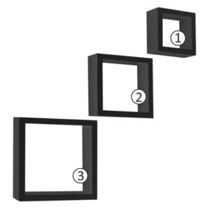 Kvadro K25,4_25,4 fali Polc szett - fekete