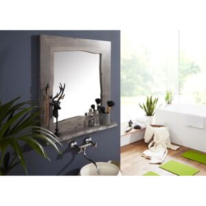Massziv24 - WOODLAND Tükör fürdőszobába 70x78 cm, szürke, akác