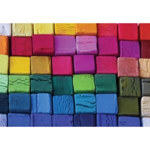3D Wood Blocks Multicoloured Tapéta, Fotótapéta, (254 x 184 cm)
