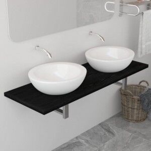 Fekete fürdőszobai bútor 120 x 40 x 16,3 cm