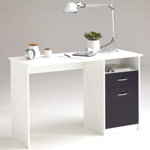 FMD egyfiókos fehér és fekete íróasztal 123 x 50 x 76,5 cm
