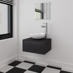 3 darabos fürdőszobai bútor és medence szett fekete