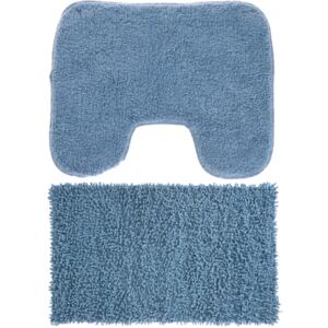 2 részes Fürdőszoba szőnyeg, 80% pamut, 75 x 45 cm, Olaj kék