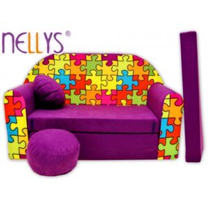 Nellys ® Átalakítható gyermek kanapé 68R - Kirakós, lila