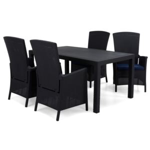 Asztal és szék garnitúra VG3973 Sötétszürke + kék