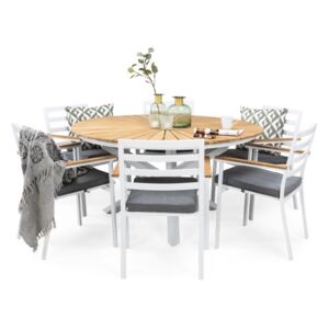 Asztal és szék garnitúra VG4316 Fehér + barna + szürke