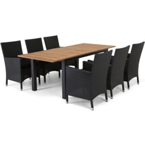 Asztal és szék garnitúra VG4683 Fekete + barna