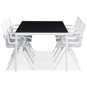 Asztal és szék garnitúra VG5183 Fehér + fekete