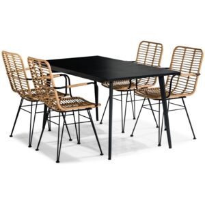 Asztal és szék garnitúra VG5198 Fekete + fa