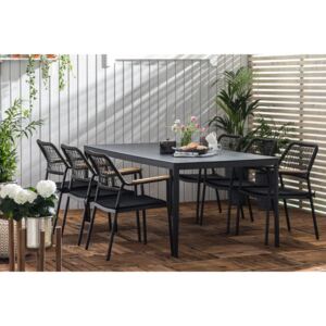 Asztal és szék garnitúra VG5462 Fekete + fa