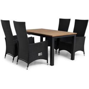 Asztal és szék garnitúra VG5987 Fekete + fa