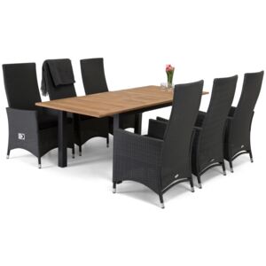 Asztal és szék garnitúra VG5976 Fekete + fa