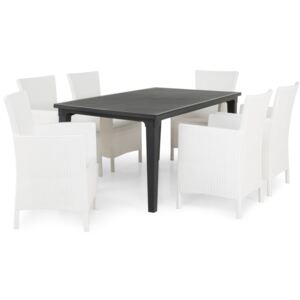 Asztal és szék garnitúra VG4511 Szürke + fehér