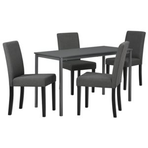 [en.casa]® Étkezőgarnitúra étkezőasztal 4 szövet székkel 120 x 60 cm design konyhai asztal szürke Liverpool