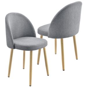 [en.casa]® Étkezőszék szett párnázott textil/bársonybevonatos szék 2 darabos szett 76 x 44 cm világosszürke