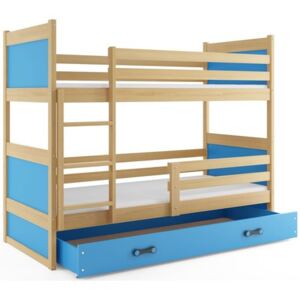 Gyerek emeletes ágy RICO 200x90 cm Fenyő Kék