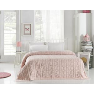 Knit világos rózsaszín ágytakaró, 220 x 240 cm