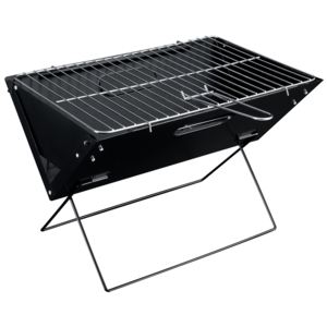 [pro.tec]® BBQ Grill bőrönd 41 x 29 cm kerti grillező hordozható sütögető acél fekete