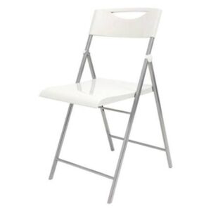 Összecsukható szék, fém és műanyag, ALBA Smile, fehér (BAS19)