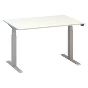 Alfa Up állítható magasságú irodai asztal szürke lábazattal, 120 x 80 x 61,5-127,5 cm, fehér mintázat