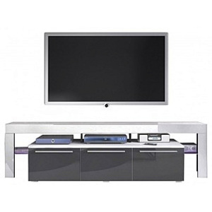RTV BACON 150 Plus TV asztal, fehér/magasfényű szürke