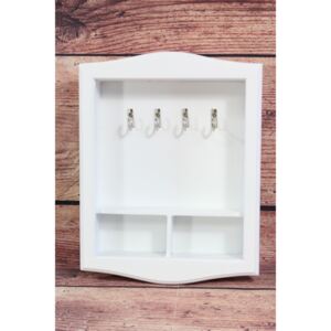 Fa szekrényke kulcsokra - fehér (21x26, 5x5cm) - vidékies stílusú