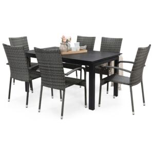 Asztal és szék garnitúra VG5454 Szürke + fekete