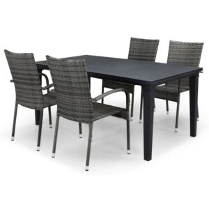 Asztal és szék garnitúra VG4058 Grafit + fekete