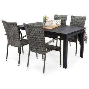Asztal és szék garnitúra VG5453 Szürke + fekete