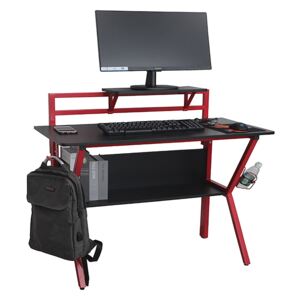 Számítógépasztal/Gamer asztal, piros/fekete, TABER