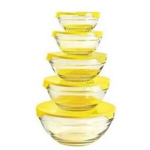 Florina 5 db-os üveg tálkészlet Verdure, sárga
