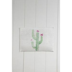 Tropica Cactus III fehér-zöld fürdőszobai kilépő, 60 x 40 cm