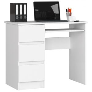 Narsa A-6 íróasztal, fehér színben, bal oldali fiókokkal