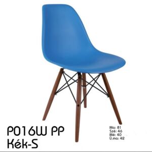 P016W PP szék fa lábakkal kék-sötétebb lábakkal