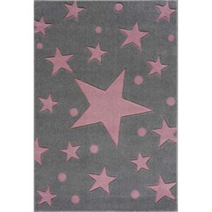 Childrens szőnyeg csillagok - szürke-rózsaszín Stars 100 x 160 cm