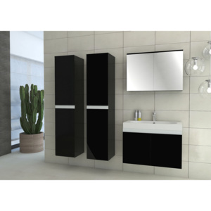 SIMBA fürdőszoba összeállítás + mosdó, fekete/magasfényű fekete