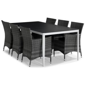Asztal és szék garnitúra VG5200 Szürke + fehér + fekete