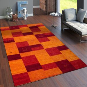 Indiai gyapjú kockás szőnyeg Multicolour