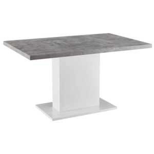 Étkezőasztal, beton/fehér extra magas fényű HG, 138, KAZMA