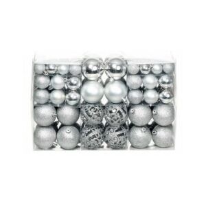100 darabos ezüstszínű karácsonyi gömb készlet 6 cm