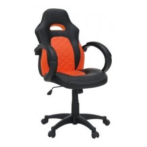 Irodai szék, műbőr fekete|narancssárga, NELSON