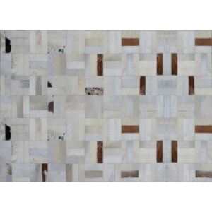 Luxus bőrszőnyeg, fehér|szürke|barna , patchwork, 70x140, bőr TIP 1