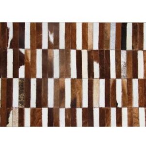Luxus bőrszőnyeg, barna |fehér, patchwork, 141x200, bőr TIP 5