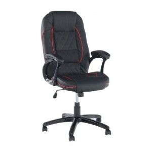 Irodai szék, műbőr fekete|piros szegély, PORSHE New