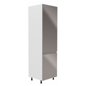 Szekrény a beépíthető hűtőhöz, fehér|szürke extra magasfényű, jobbos, AURORA D60ZL