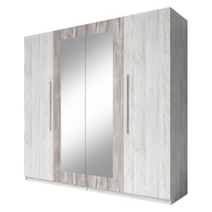 VERA - ruhásszekrény tükörrel (20), világos artic fenyő/sötét artic fenyő