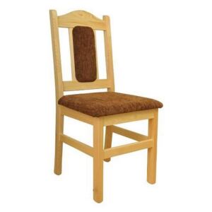 4D tömörfa szék, 96x44x42 cm, világos borovifenyő, barna szövet